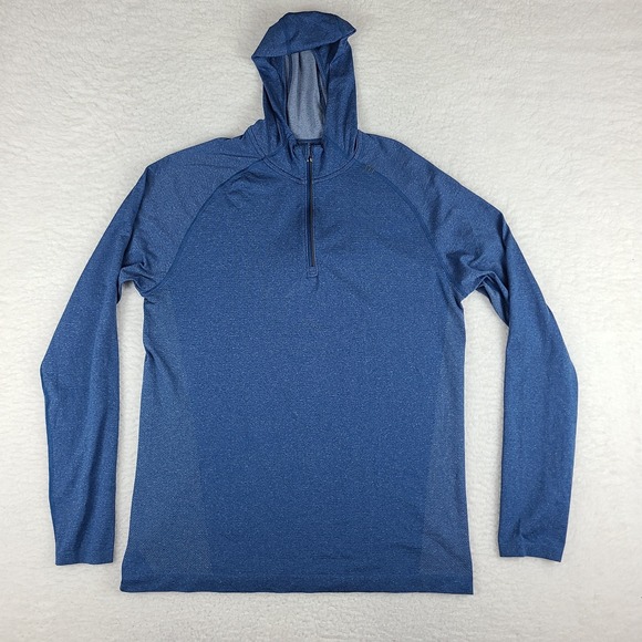 Lululemon Hoodie Mens Large Blue Quarter Zip Metal Vent Sweater Activewear